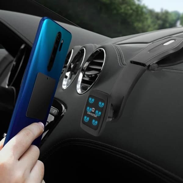 Stöd för bil - Swissten - Instrumentbräda - Magnetisk sugkoppsfäste - Smartphone/Surfplatta - Svart