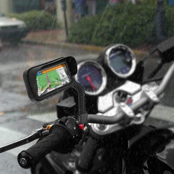 Stöd Moto Smartphone - Svart - Spegelmontering - Vattentätt fodral - Rotera 360°