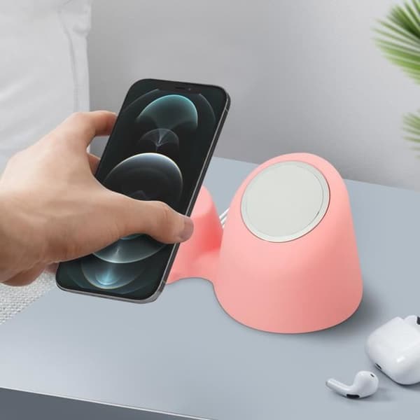 Supportkontor 3 i 1 - AVIZAR - MagSafe - Rosa - Vinkel 35° - Halkfri silikon