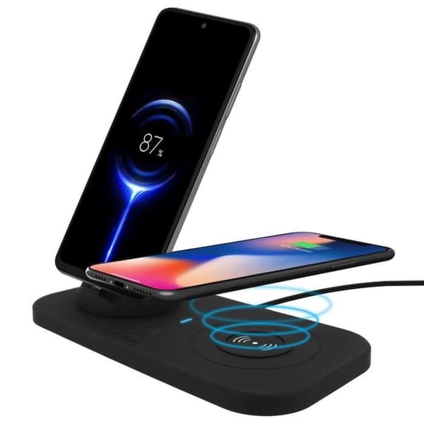 Laddstation 4-i-1 - Akashi - Svart - USB-C, Lightning, Micro-USB - QI - Snabbladdning