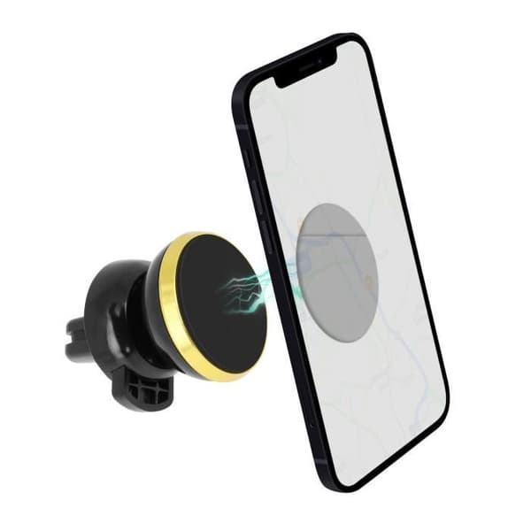Stöd Bil - AVIZAR - Ventilationsgaller - Rotativ 360° - Magnetisk Fästning - Svart/Guld