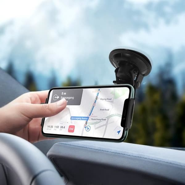 Stöd för bil - Linq - Sugpropp - Rotera 360° - Kompatibel med smartphone/kollo - Svart
