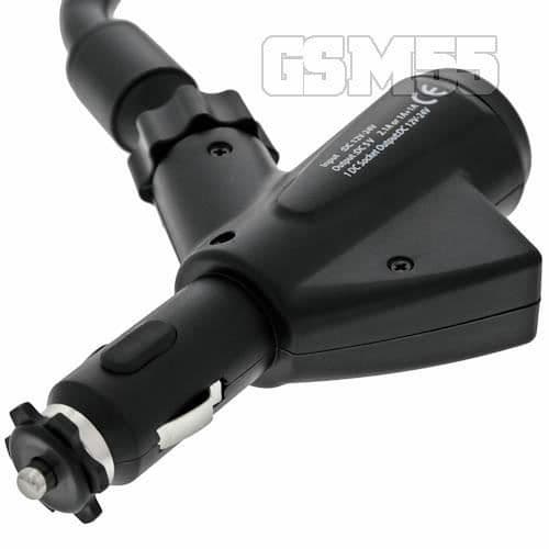 Support bil - AVIZAR - Ciguttändare med 2 USB-portar - Rotativ 360° - Justerbar - Svart