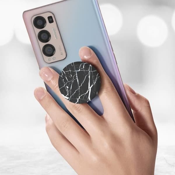 Smartphonetillbehör - POPSOCKETS - PopGrip - Svart marmordesign - Infällbar - Videostöd