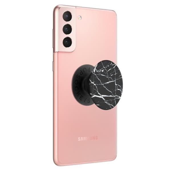 Smartphonetillbehör - POPSOCKETS - PopGrip - Svart marmordesign - Infällbar - Videostöd