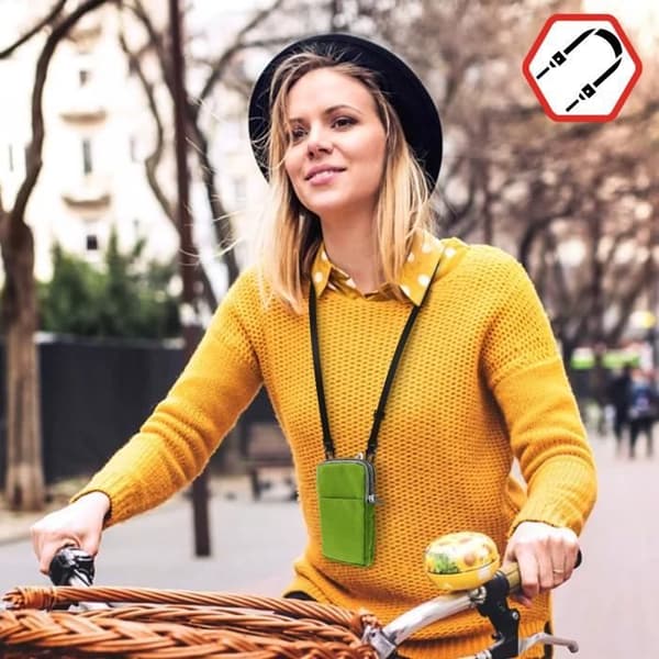 Smartphone Bälte Fodral - AVIZAR - Universal - Slitstarkt tyg - 2 fickor med dragkedja - Grön