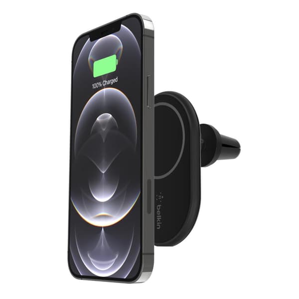 Belkin BoostCharge trådløs magnetisk biltelefonholder kompatibel med MagSafe-aktiveret iPhone 13, 12, 11, Pro, Max, mini, Galaxy S21, Ultra, Plus og a