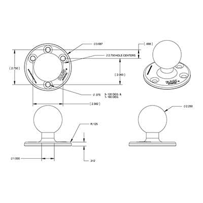 RAM RAM-D-202U - pallonivel - P/N:lle: RAM-D-201U, RAM-D-201UC, RAM-D-201U-E (VX89A030RAMBALL)