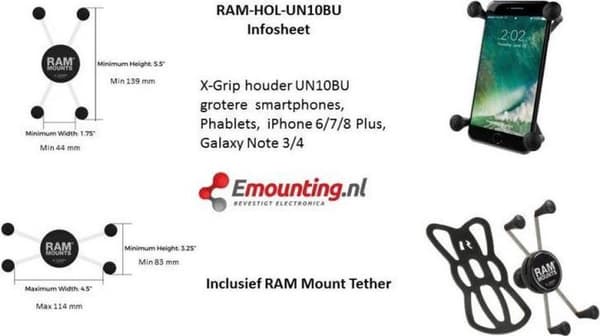 RAM-kiinnikkeet X-Grip Large -puhelinteline Twist-Lock-imukuppijalustalla