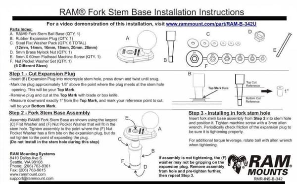 RAM-fästen X-Grip Stort telefonfäste med motorcykelgaffelstam