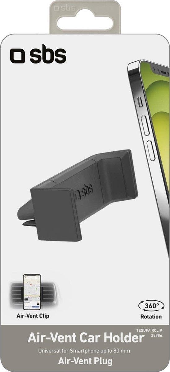 SBS Universal biltelefonholder til smartphones op til 80 mm Sort