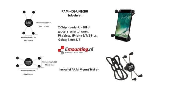 RAM Mount X-Grip™ til store smartphones RAM-HOL-UN10BU