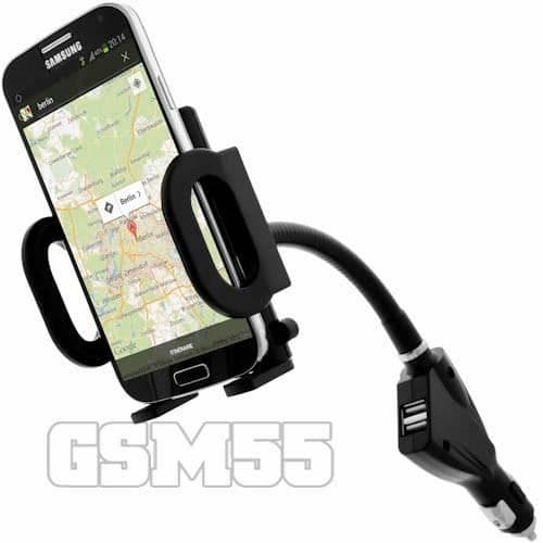 Stöd för bil - AVIZAR - Ciguttändare - 2 USB-portar - 360° rotation - Justerbar arm