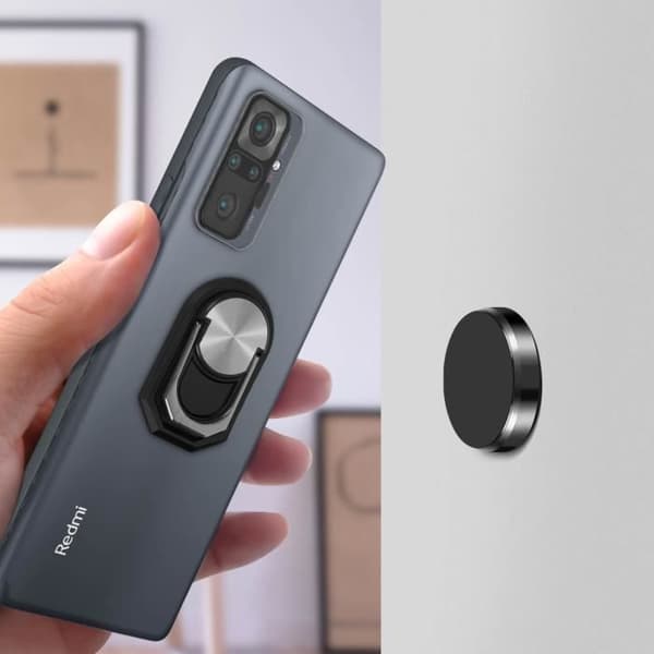 Smartphone stödring - Svart - Rotera 360° - Zinklegering - Kompatibel med magnetiska fästen