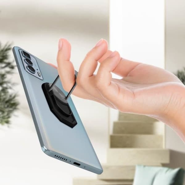 Smartphone stödring - Svart - Rotera 360° - Zinklegering - Kompatibel med magnetiska fästen