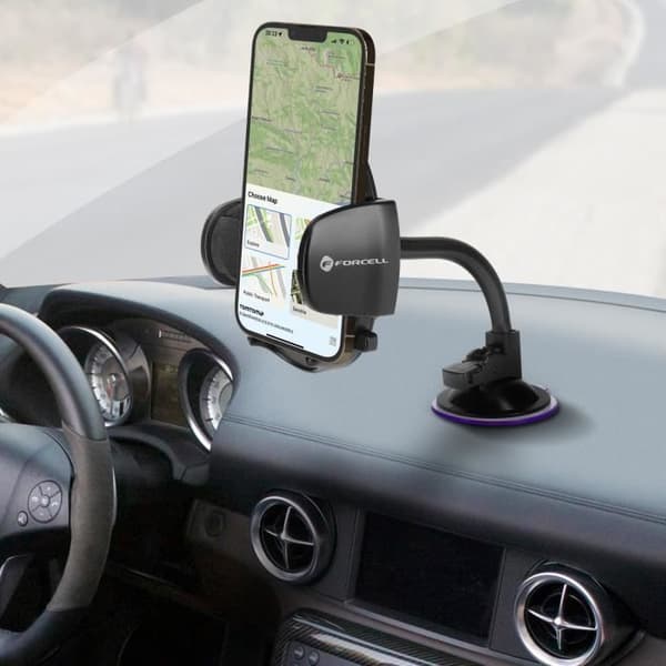 Smartphone bilhållare - FORCELL - Oval - Sugkopp - 360° roterbar - Flexibel arm 17cm