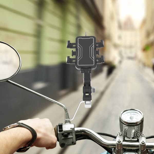 INF Ryggespeil telefonfeste for motorsykkel 360 graders rotasjon Ingen siktblokkering Sort