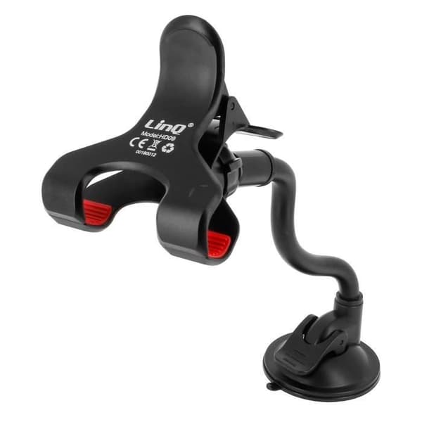 LinQ Justerbar Suction Mount Bilhållare 360° Roterbar Flexibel Arm Svart