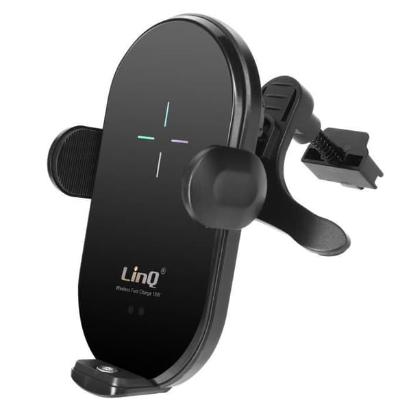 Bilhållare - LINQ - 15W Qi trådlös laddning - Magnetisk - 360° roterande huvud - Kompatibel 4-6,8 tum