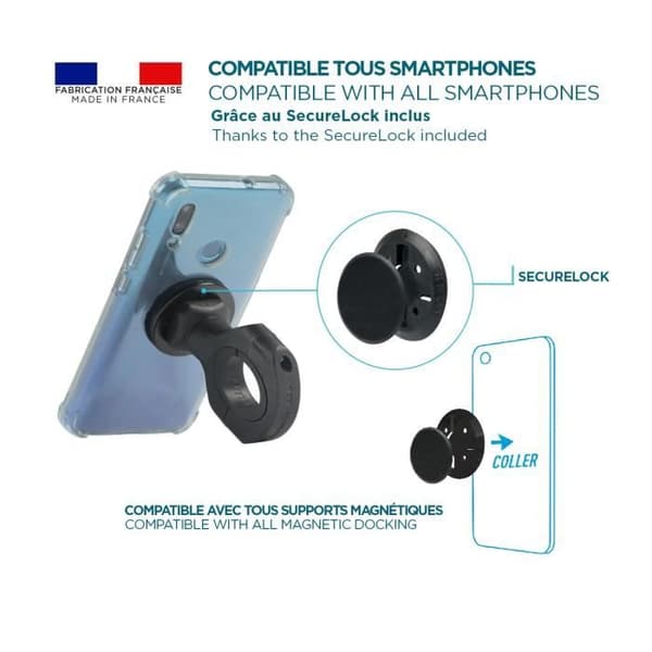 Stöd Smarttelefon - MOBILIS - Universell - Tillverkad i Frankrike - Lätt och robust - Vibrationabsorbering