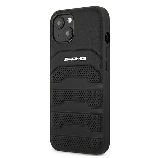 AMG AMHCP13SGSEBK Leather Debossed Lines Back Case For Apple iPhone 13 Mini Black