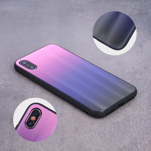 Mocco Aurora Glass Silicone Back Case for Apple iPhone 6 Plus / 6S Plus Pink - Black