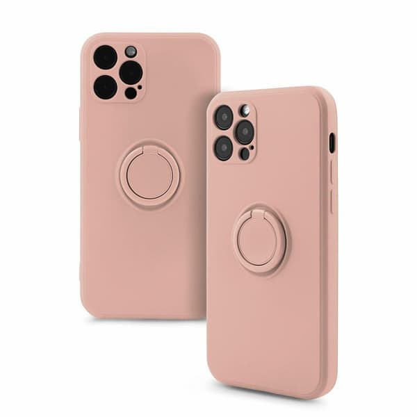 Mocco Pastel Ring Silicone Back Case for Samsung Galaxy S22 Ultra 5G Pink