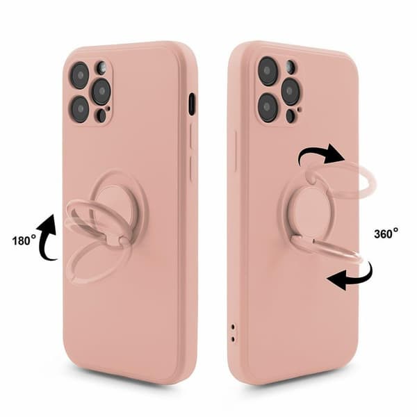 Mocco Pastel Ring Silicone Back Case for Samsung Galaxy S22 Ultra 5G Pink