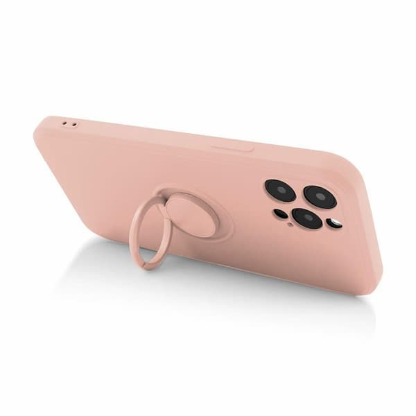 Mocco Pastel Ring Silicone Back Case for Samsung Galaxy S22 Ultra 5G Pink