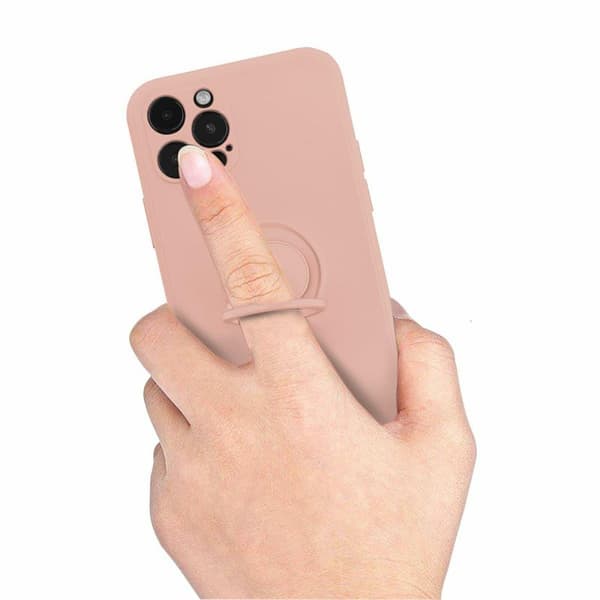 Mocco Pastel Ring Silicone Back Case for Samsung Galaxy S22 Ultra 5G Pink