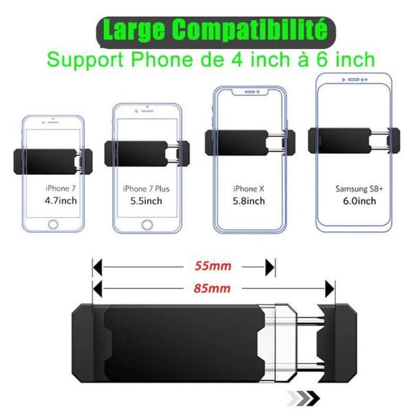 AWESAFE biltelefonhållare [Militärklämma] 360° roterande biltelefonhållare för iPhone Android Smartphone (grå)