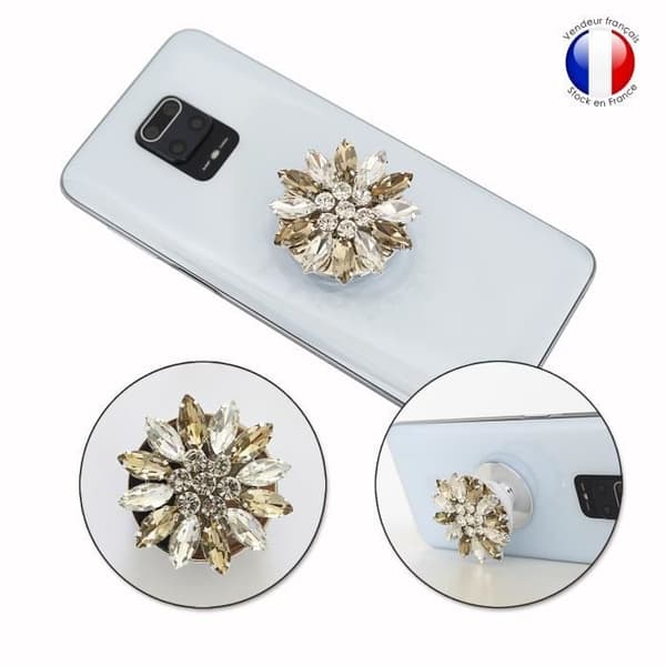 Vikbar mobiltelefonhållare för BQ-Mobile BQ-5540L Fast Pro Super Diamond Design - Diamond Gold & White