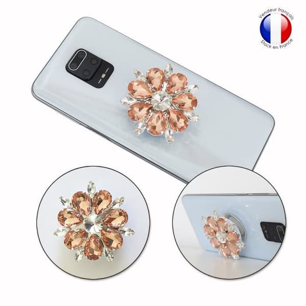 Vikbar mobiltelefonhållare för Sony Xperia 10 II Super Diamond Design - Rosa & Vit Diamant