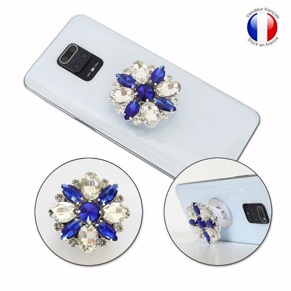 Vikbar mobiltelefonhållare för Google Pixel 5 Super Diamond Design - White &amp; Blue Diamond
