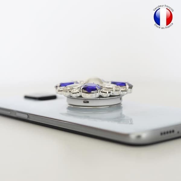 Vikbar mobiltelefonhållare för Infinix Hot 10S NFC Super Diamond Design - Blå &amp; Vit Diamant