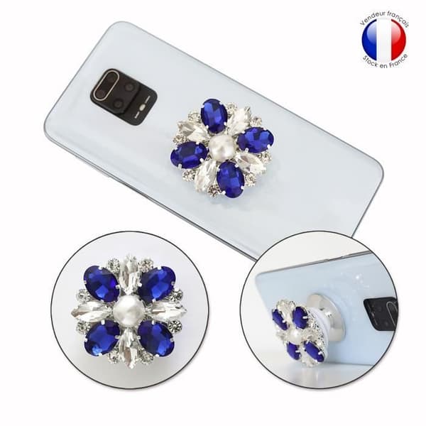 Vikbar mobiltelefonhållare för Infinix Hot 10S NFC Super Diamond Design - Blå &amp; Vit Diamant