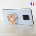 Miniatyrbild 3 av 4: Vikbar mobiltelefonhållare till Motorola Moto G100 Super Diamond Design - Rosa &amp; Vit Diamant
