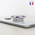 Miniatyrbild 4 av 4: Vikbar mobiltelefonhållare för Samsung Galaxy A3 Core Super Diamond Design - Blå &amp; Vit Diamant