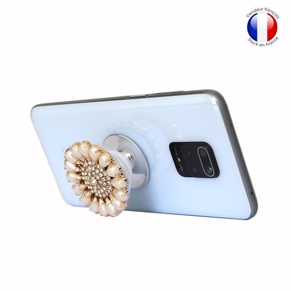 Vikbar mobiltelefonhållare för Motorola Moto G Play 2021 Super Diamond Design, Universal Phone Grip - Pearl