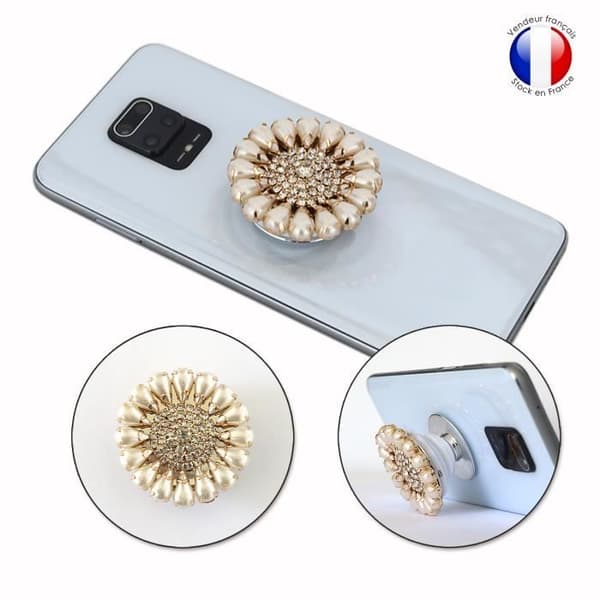 Vikbar mobiltelefonhållare för Energizer Hard Case H620S Super Diamond Design, Universal Phone Grip - Pearl