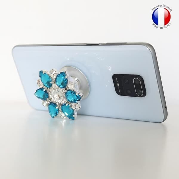 Vikbar mobiltelefonhållare för Realme Narzo 30 Pro 5G Super Diamond Design - Turkos & vit diamant