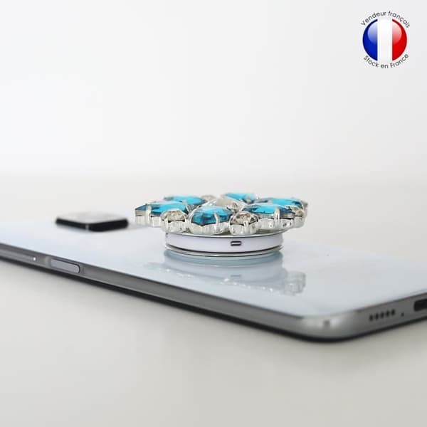 Vikbar mobiltelefonhållare för Realme Narzo 30 Pro 5G Super Diamond Design - Turkos & vit diamant
