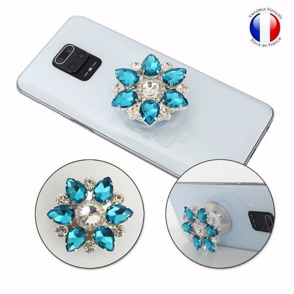 Vikbar mobiltelefonhållare för Realme Narzo 30 Pro 5G Super Diamond Design - Turkos & vit diamant