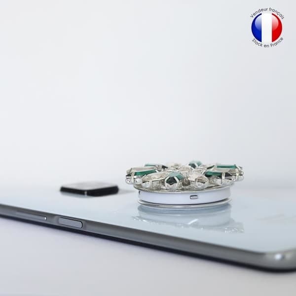 Vikbar Mobiltelefonhållare till Sony Xperia 10 III Super Diamond Design - Grön & Vit Diamant