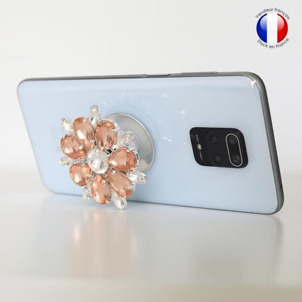 Vikbar mobiltelefonhållare för Samsung Galaxy M11 Super Diamond Design - Rosa & Vit Diamant