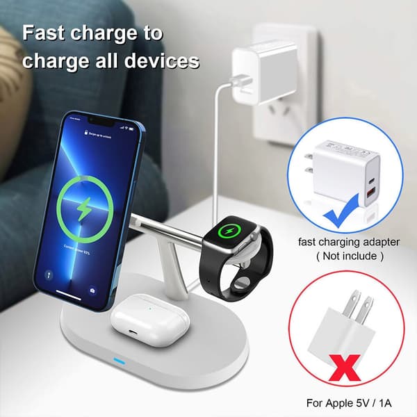 3 - 1 Qi Laddningsstation För iPhone, Apple Watch, AirPods