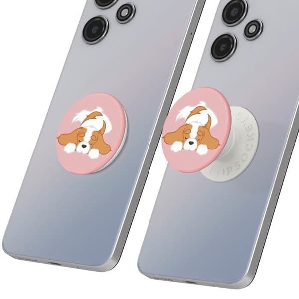 Ring och universal stöd - POPSOCKETS - Pupper Napper - Utdragbar - Video stöd - Vit/Rosa