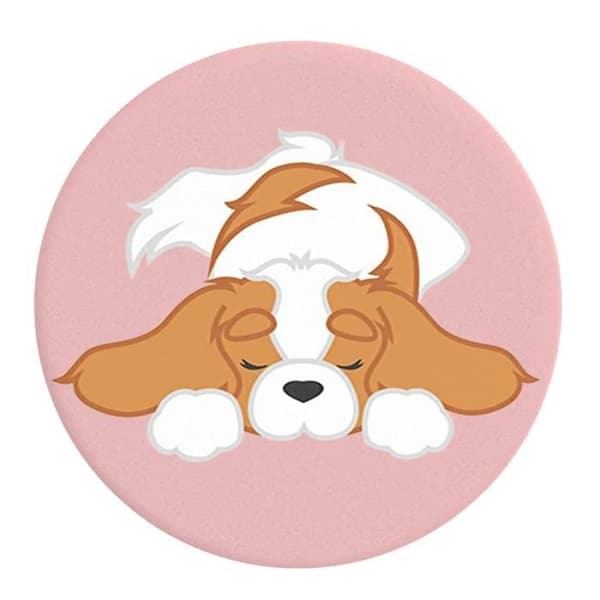 Ring och universal stöd - POPSOCKETS - Pupper Napper - Utdragbar - Video stöd - Vit/Rosa