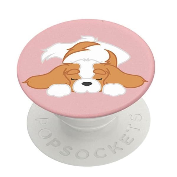 Ring och universal stöd - POPSOCKETS - Pupper Napper - Utdragbar - Video stöd - Vit/Rosa