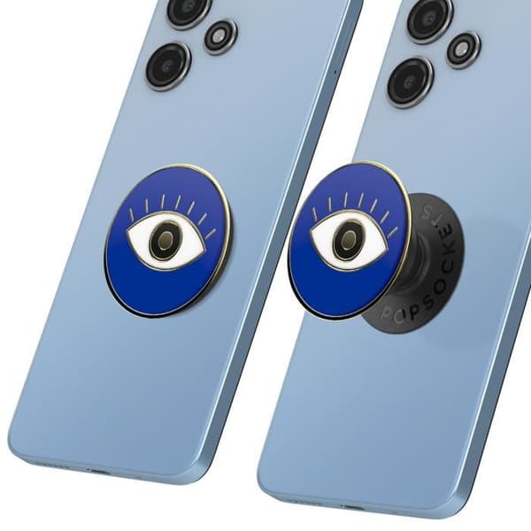 Universalring och stöd - POPSOCKETS - PopGrip Evil Eye Design - Infällbar - Videostöd - Blå plast